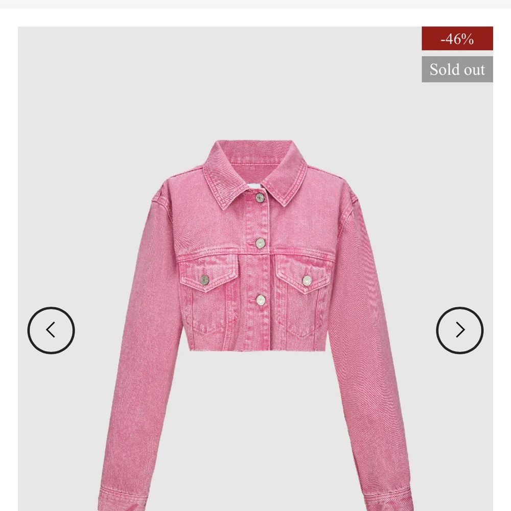 Women's Pink Cropped Denim Jacket